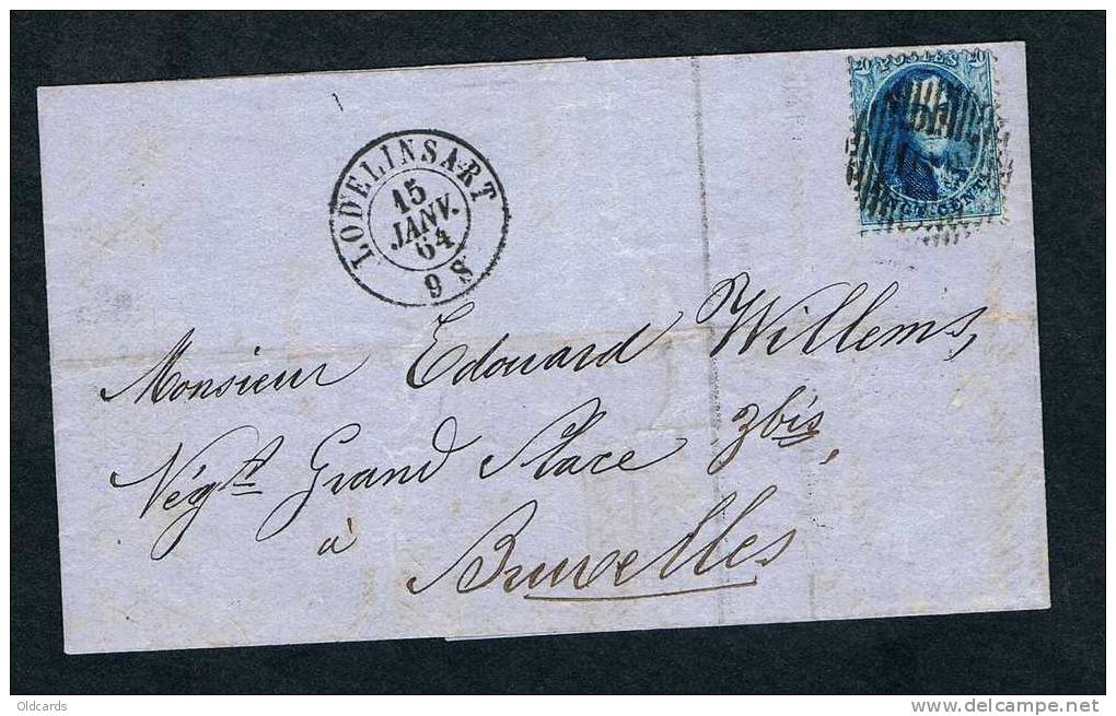 Belgique 1864 Lettre Avec N°15 , Distribution 102 Lodelinsart. Luxe - Autres & Non Classés