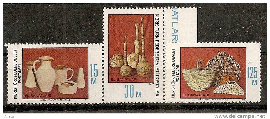 CHYPRE TURC.1977. ETAT AUTONOME..OEUVRES ARTISANALES..YVERT N° 34 à 36. NEUF.***; - Unused Stamps