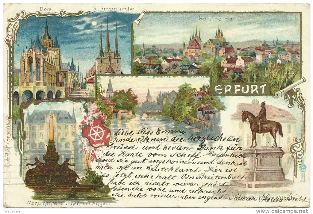 AK Erfurt Ortsmotive Mehrbild-Farblitho 1900 #20 - Erfurt