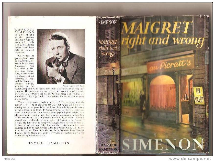 SIMENON  MAIGRET Right And Wrong   Hamish Hamilton, London, 1954 - Simenon