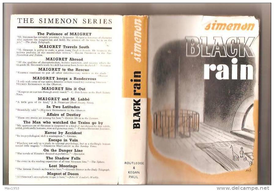 Simenon  BLACK Rain , Routledge & Kegan, London, 1949 - Simenon