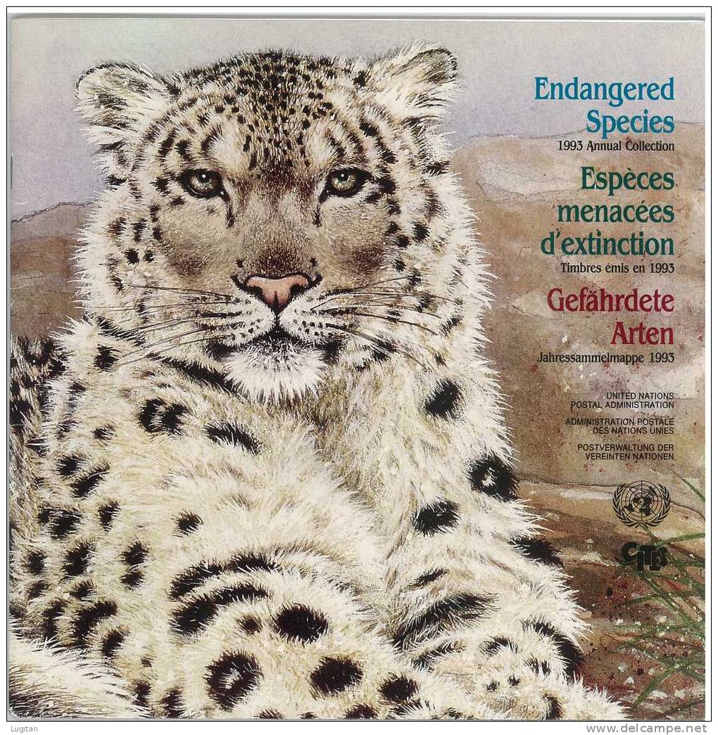 Filatelia: FOLDER - ONU - NAZIONI UNITE - UNITED NATIONS - ENDANGERED SPECIES 1993 ANNUAL COLLECTION - Collections (en Albums)