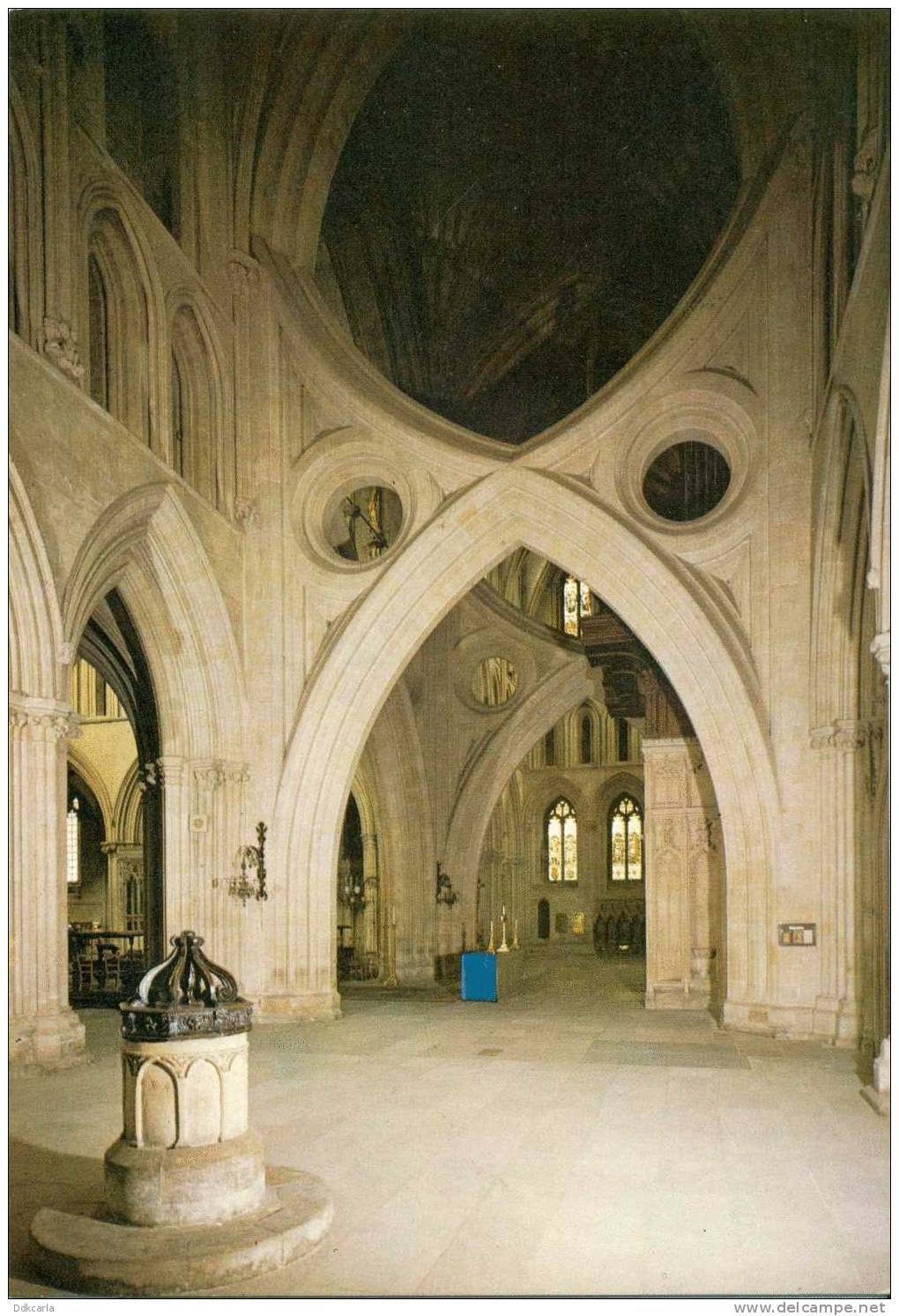 Somerset - Wells Cathedral - The Font And Inverted Arches - Wells