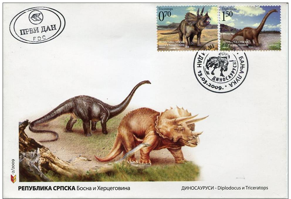 Serbia,  Fdc,  Prehistoric Aniamals, Animaux Prehistoriques,   13.3.2009 - Prehistorisch