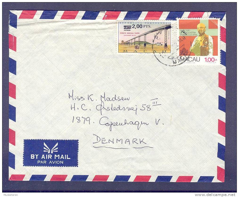 Macao Airmail Par Avion MACAU 1982? Cover To Copenhagen Denmark Pont  Macau-Taipa Bridge Brücke & Psykiatrie Symposium - Briefe U. Dokumente