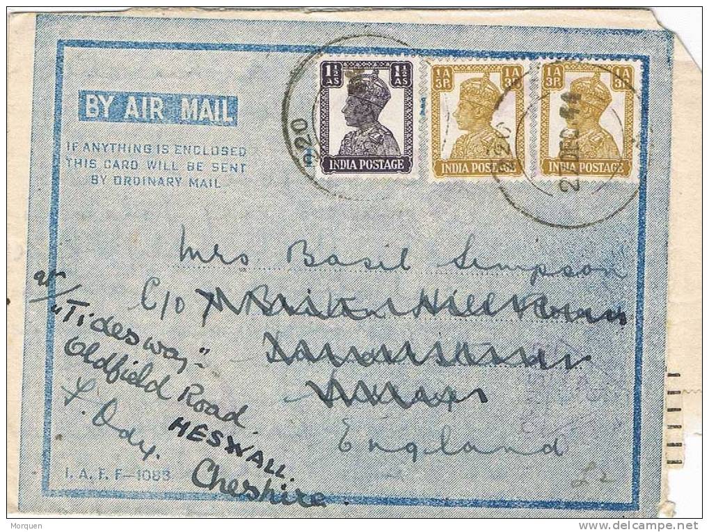 1547. Aerograma H.M. Forces. INDIA 1945. Correo Militar. CENSOR Mark - Covers & Documents