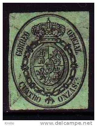 Edifil 37 Servicio Oficial 4 Onzas De 1855 Usado Catalogo 6,5 Eur - Oblitérés