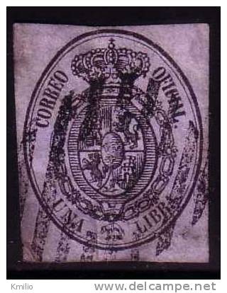 Edifil 38 Servicio Oficial 1 Libra De 1855 Usado Catalogo 32 Eur - Used Stamps