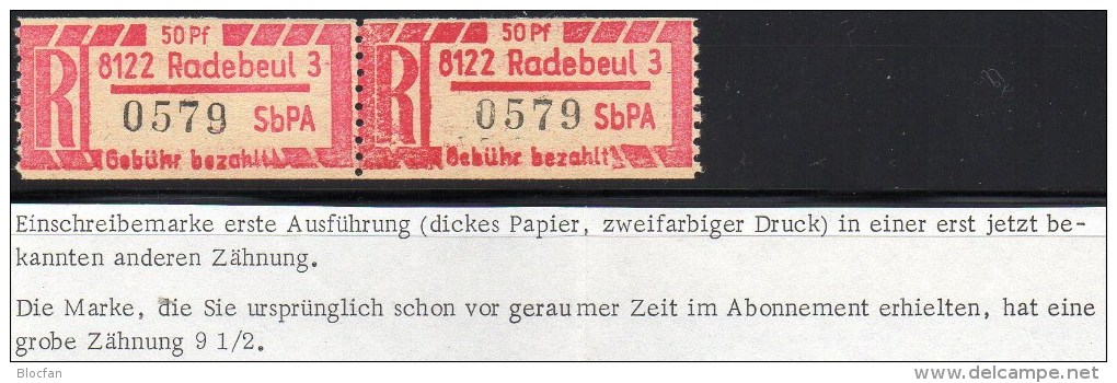 Einschreib-Marken Vorläufer R-Zettel 1967 DDR 8122-3 A ** 15€ Postamt Radebeul Registred Letter Special Stamp Of Germany - Máquinas Franqueo (EMA)
