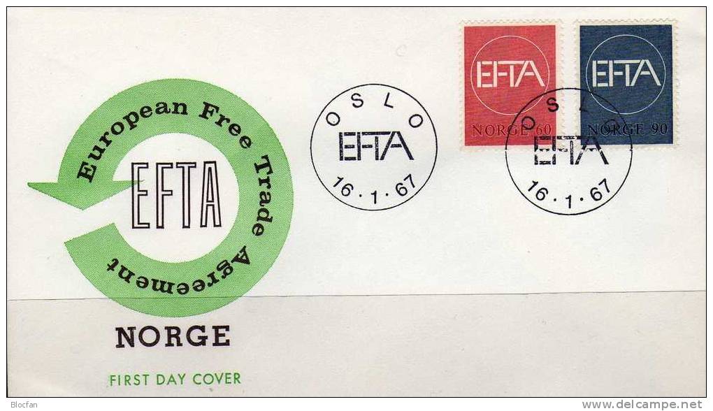 EFTA Freihandelszone 1967 Norwegen 551/2 Plus FDC O 5€ Aufhebung Zoll-Schranken CEPT Sympathie - Ausgabe - Cartas & Documentos