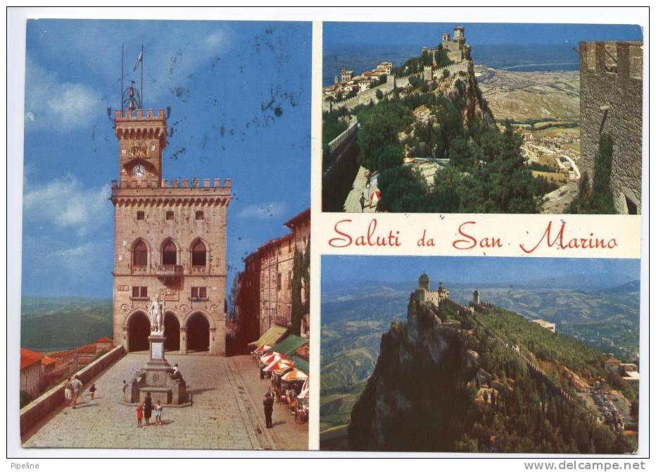 San Marino Postcard With A Lot Of Stamps Sent To Denmark 3-6-1970 - San Marino
