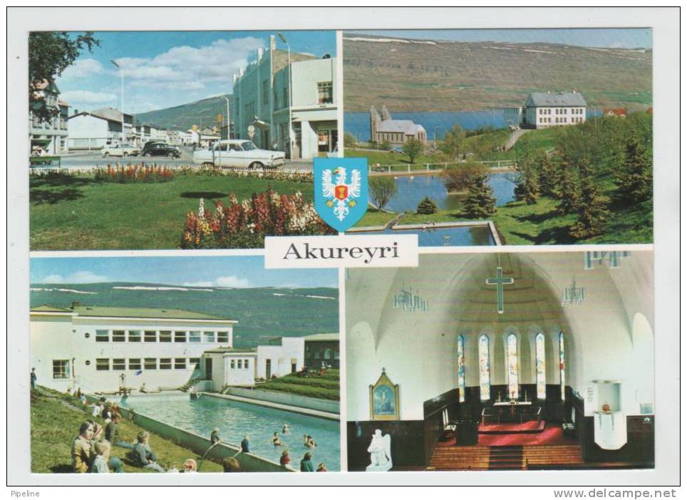 Iceland Postcard Views Of Akureyri Used But Without Stamp - Islande