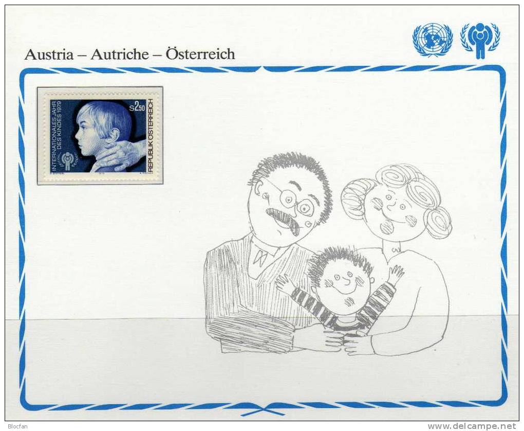 Gedenkblatt Zum Kinder-Jahr Austria 1597 **, O Plus GBl. 2€ Schützende Hand Der Mutter UNO Jahr Des Kindes 1979 UNICEF - Covers & Documents