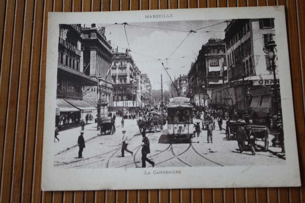 CPA Année  1900 Env MARSEILLE LA CANNEBIERE AVEC DEUX "N" TRAMWAY Animée - ED: LEVY  FILS & CIE PARIS FORMAT 18X14CM - Canebière, Centro