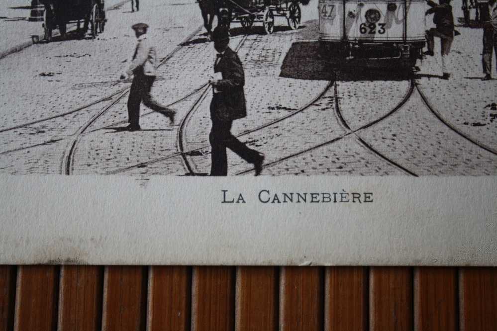 CPA Année  1900 Env MARSEILLE LA CANNEBIERE AVEC DEUX "N" TRAMWAY Animée - ED: LEVY  FILS & CIE PARIS FORMAT 18X14CM - Canebière, Centro