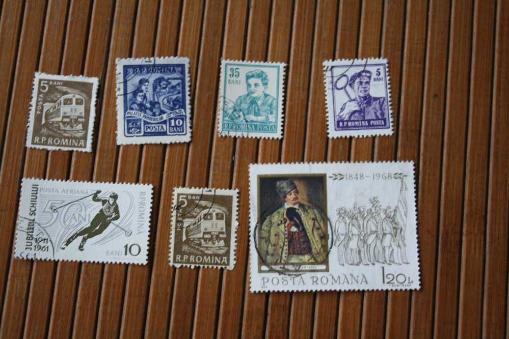 7 TIMBRES OBLTERES DE ROUMANIE - Used Stamps