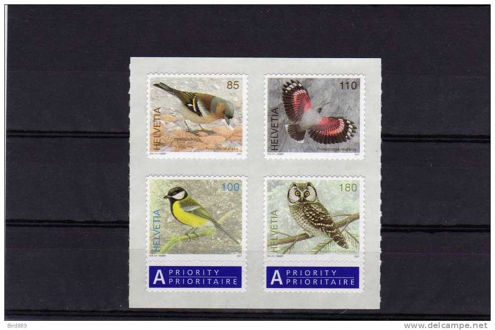 2007 Switzerland Bird Set Of 4 MNH Self Adhesive - Ungebraucht