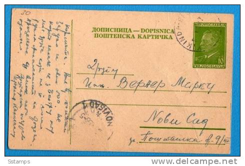 A-156  JUGOSLAVIA JUGOSLAWIEN  VOJVODINA   POSTAL CARD KIKINDA  PER NOVI SAD - Postal Stationery