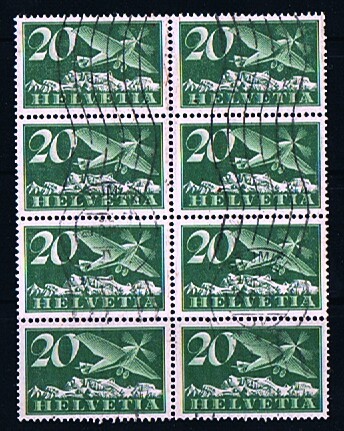 1933  Gomme Grillée  Zum 4z  Bloc De 8 - Used Stamps