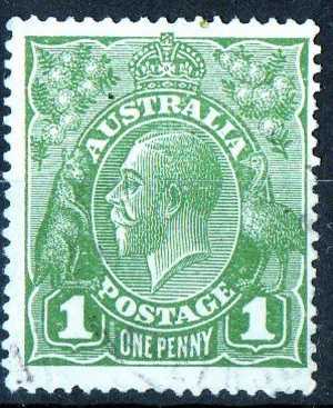 Australia 1924 King George V 1d Sage-green - No Wmk Used - Actual Stamp - Nice - SG83 - Used Stamps