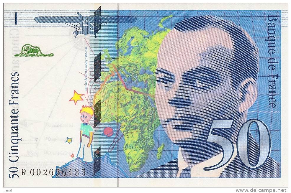 - FRANCE - BILLETS - 50 F - SAINT EXUPERY - N° R 002656435 - 1992 - - 50 F 1992-1999 ''St Exupéry''