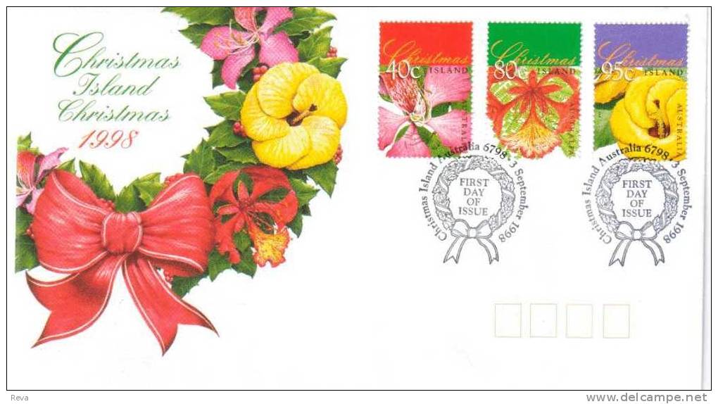 CHRISTMAS ISLAND FDC CHRISTMAS FLOWERS SET OF 3  STAMPS  DATED 03-09-1998 CTO SG? READ DESCRIPTION !! - Christmas Island