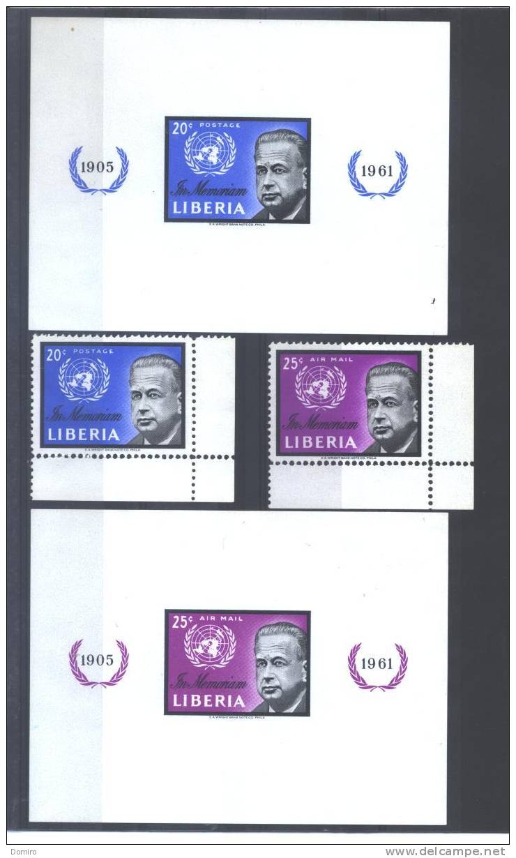 Liberia Y/T 379** - PA 129** - Les 2 Feuillets NON DENTELES (ensemble Rare) - Dag Hammarskjöld