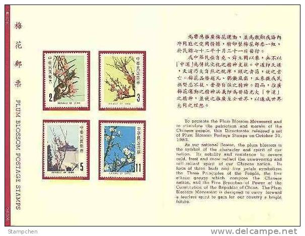 Folder Taiwan 1983 Plum Blossom Stamps Flower Architecture Flora Plant CKS - Neufs