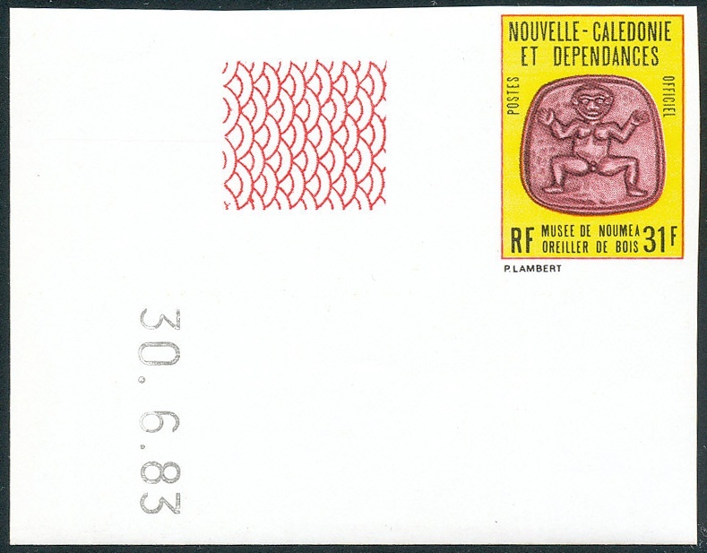 NOUV.-CALEDONIE 1983 - Yv. Service 34 ** SUP ND Cdf Daté  Cote= 10,00 EUR - Musée Nouméa: Oreiller Bois ..Réf.NCE11514 - Geschnittene, Druckproben Und Abarten