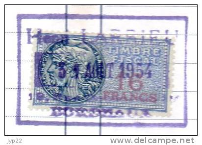 Facture Transports Henri Larrieu Rue Goubeau Bordeaux - CAD 31-08-1954 / Tp Fiscal 16 Francs - Viande Boucherie ... - Transports