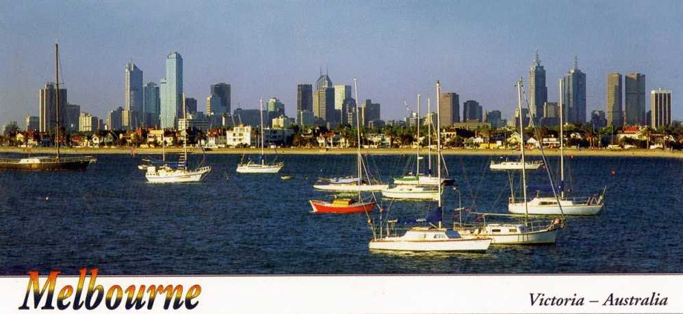 Australia Melbourne Viewed Across The Bay Unused Long PC 21cm - Melbourne