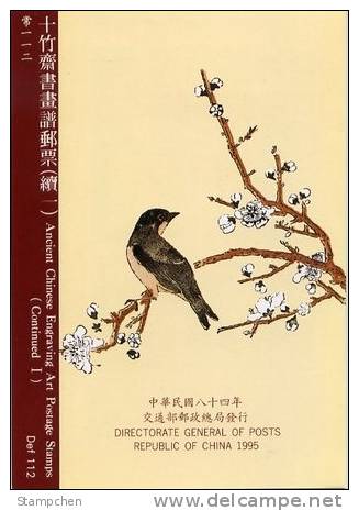Folder Taiwan 1995 Ancient Engraving Painting Series 4-2 - Bird Flower Insect Fruit - Unused Stamps