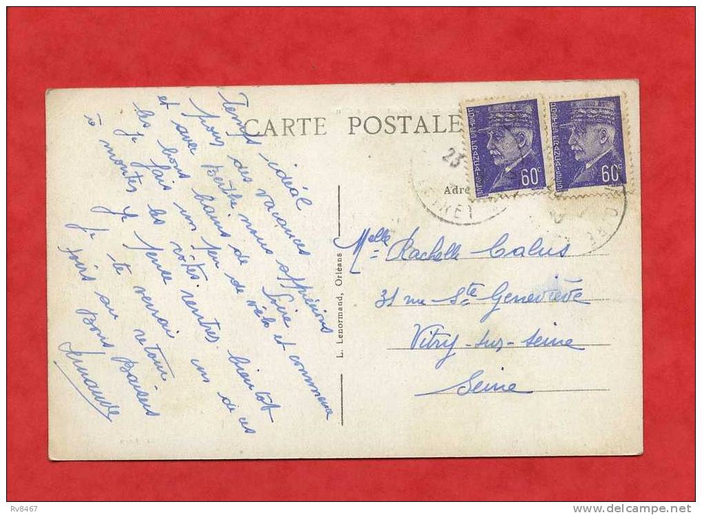 * CHATILLON Sur LOIRE-Le Canal(Péniche+ 2  Timbres Au Dos)-1943 - Chatillon Sur Loire