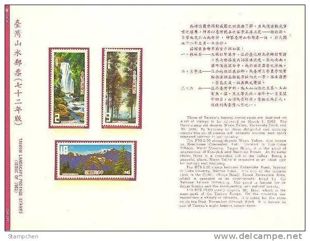 Folder Taiwan 1983 Scenery Stamps Falls Waterfall Lake Mount Bridge Landscape Geology - Ongebruikt