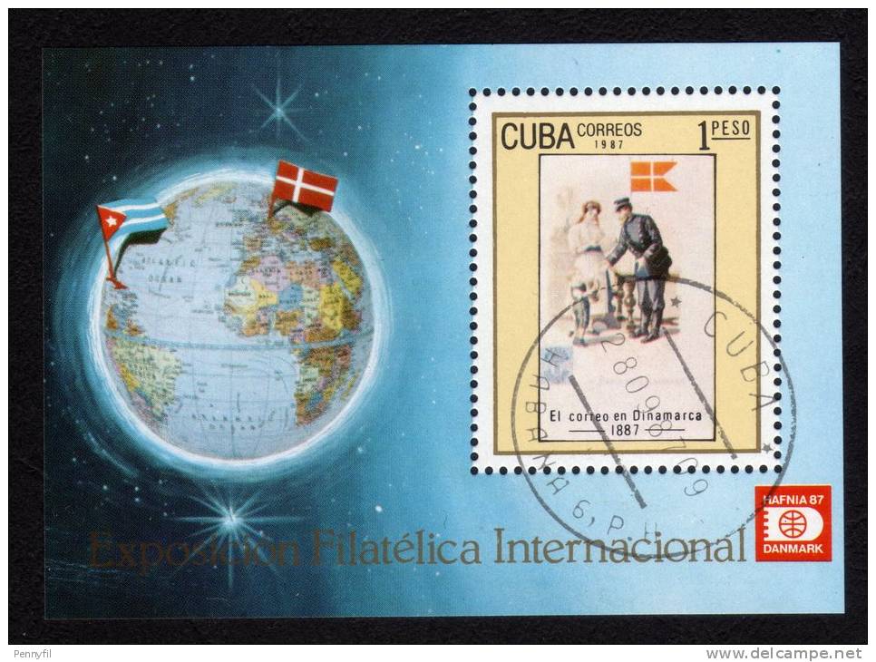 CUBA – 1987 BF USED POSTE IN DANIMARCA - Hojas Y Bloques