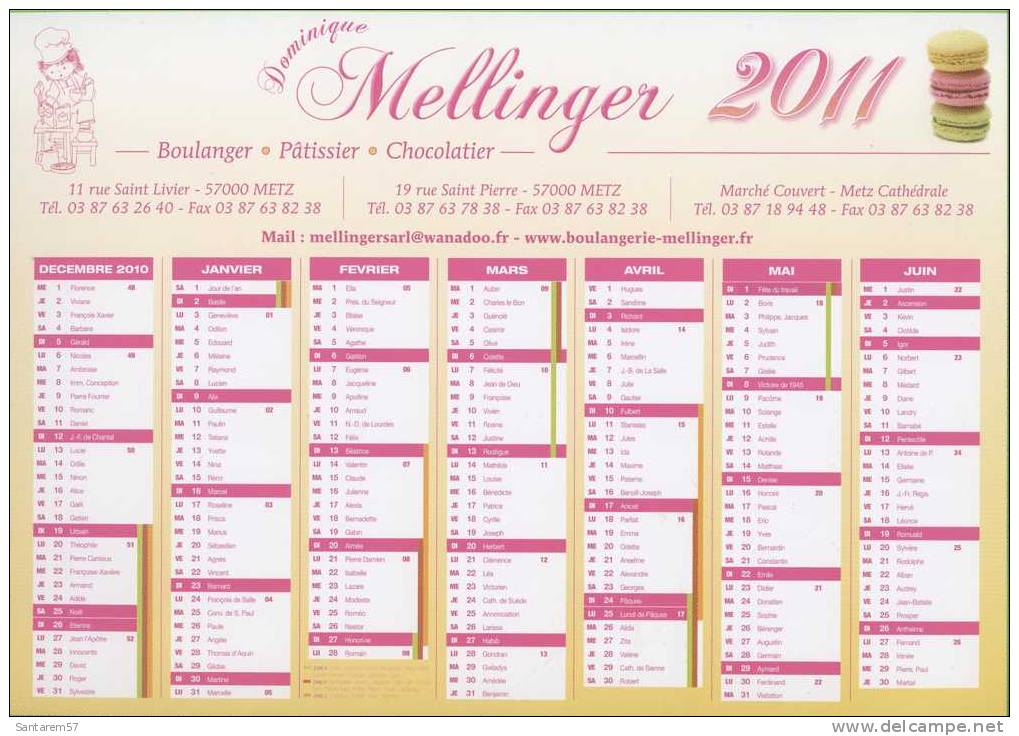 Calendrier Murale Wall Calendar Calendário De Parede Papier Glacé 80 Gr Boulangerie MELLINGER METZ FRANCE 2011 - Grand Format : 2001-...