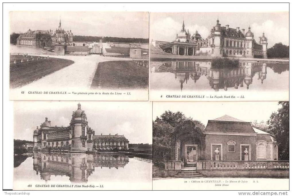 CPA 60 LOT DE 4 QUATRE OLD CHANTILLY OISE FRANCE POSTCARDS MORE FRANCE LISTED @1 EURO OR LESS - Chantilly