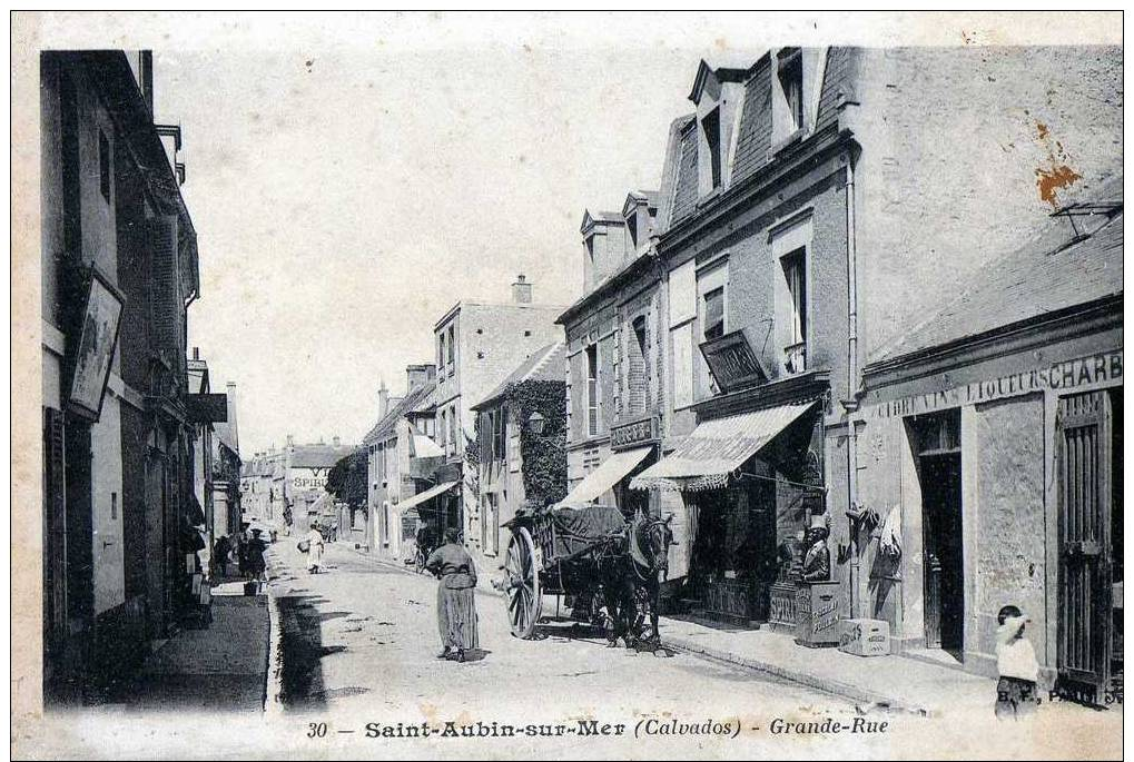 Cpa Saint Aubin Sur Mer Grande Rue - Saint Aubin