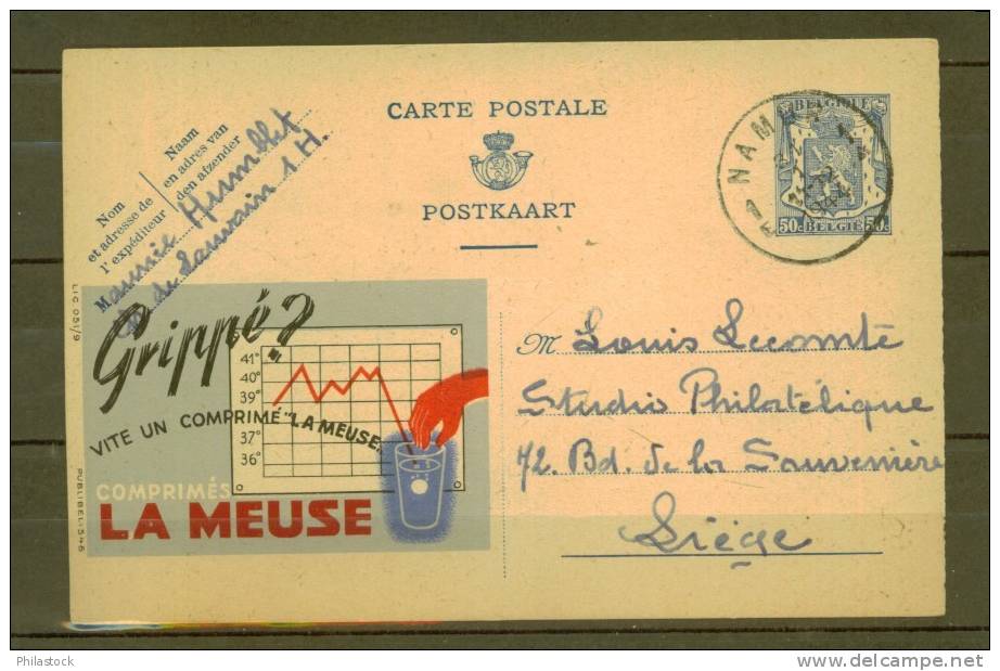 BELGIQUE Publicité Sur Entier Postal  Type Armoiries Obl. - Autres & Non Classés