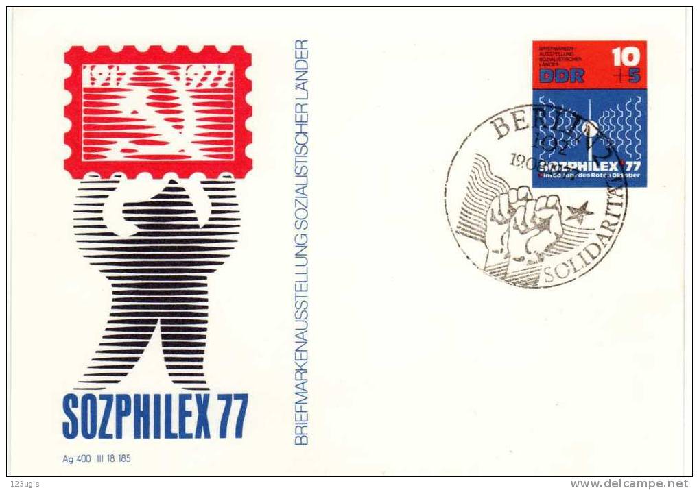 DDR, 1977 Ganzsache P82 SOZPHILEX Mit SST @ - Cartoline - Usati