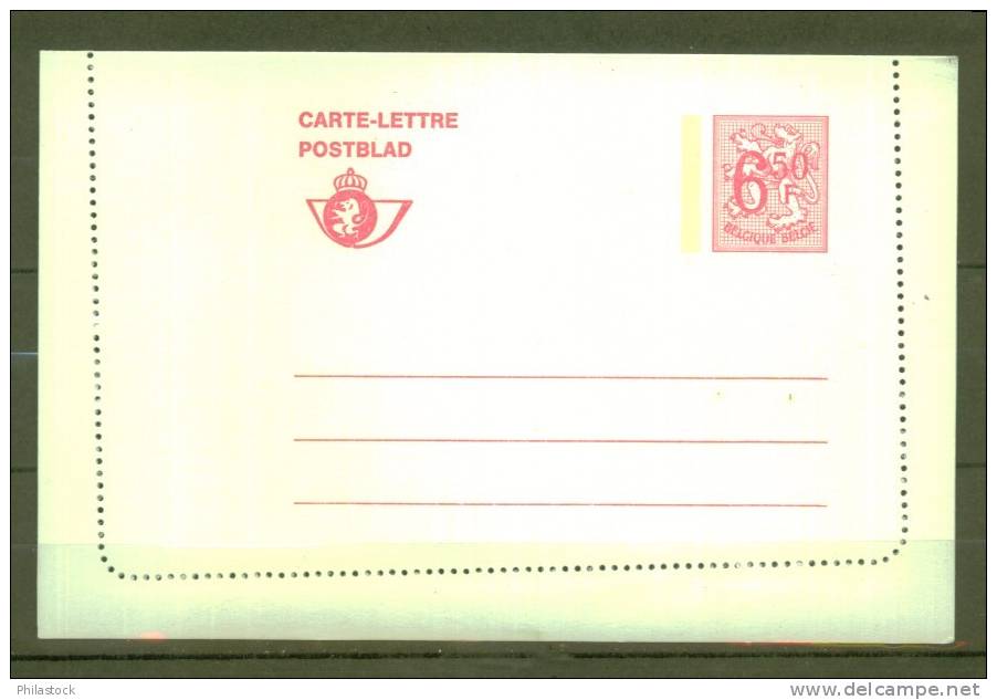 BELGIQUE  Entier Postal  Carte Lettre Neuf 2 Nuances S/verdatre & S/jaunatre. - Postbladen