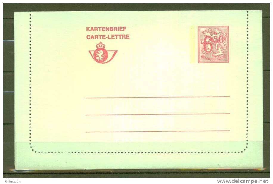 BELGIQUE  Entier Postal  Carte Lettre Neuf 2 Nuances S/verdatre & S/jaunatre. - Postbladen