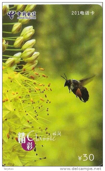 TARJETA DE CHINA ABEJA Y FLOR (BEE - FLOWER) - Honingbijen