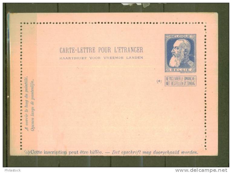 BELGIQUE  Entier Postal  Carte Lettre Neuve - Postbladen