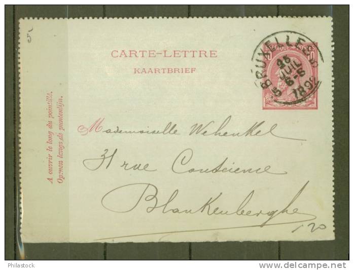 BELGIQUE  Entier Postal  Carte Lettre Obl. - Postbladen