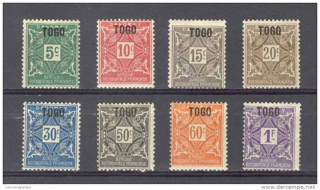 (S0241) TOGO, 1921 (Postage Due Stamps). Complete Set. Mi ## P1-P8. MLH* - Nuovi