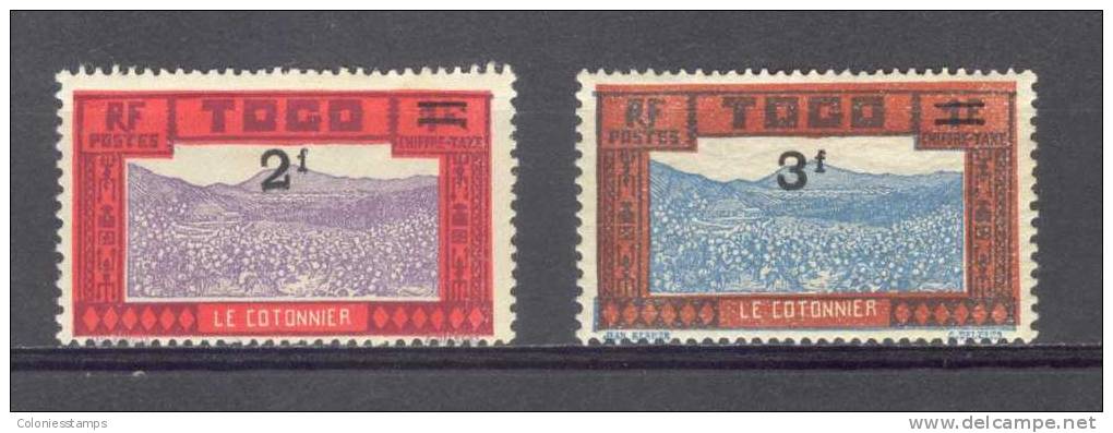 (S0240) TOGO, 1927 (Postage Due Stamps, Surcharged With New Values). Complete Set. Mi ## P20-P21. MLH* - Unused Stamps