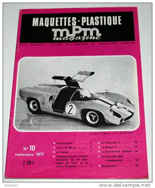 MPM Maquette Plastique N° 10 09/71 Pub Tamiya - Potez - France