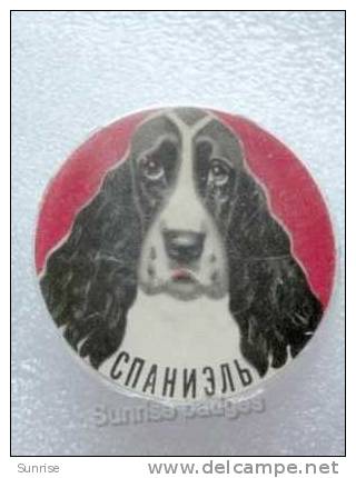 Animals: Spaniel Dog / Big Around Old Soviet Badge _50_an1987 - Animals