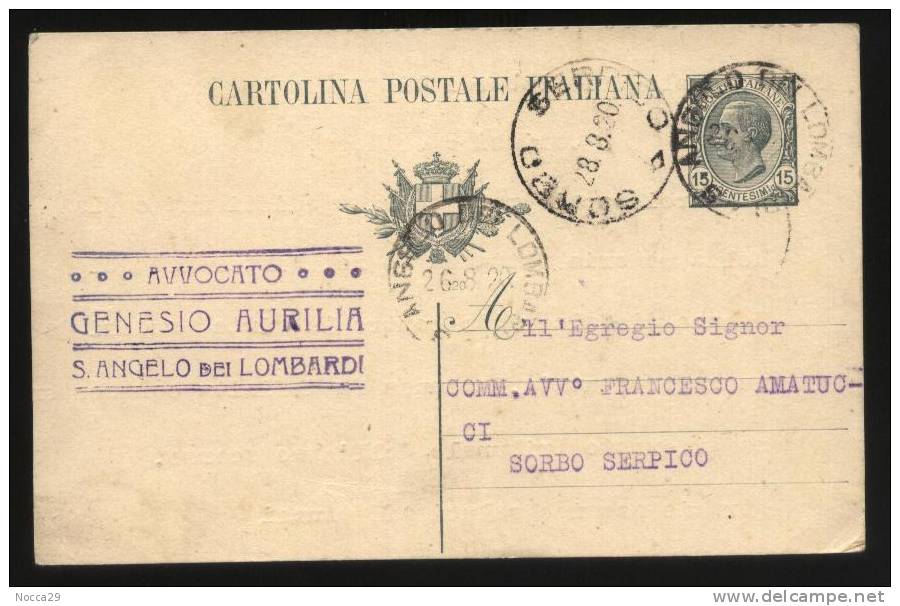 S.ANGELO DEI LOMBARDI - AVELLINO 1920 CARTOLINA INTESTATA - Avellino